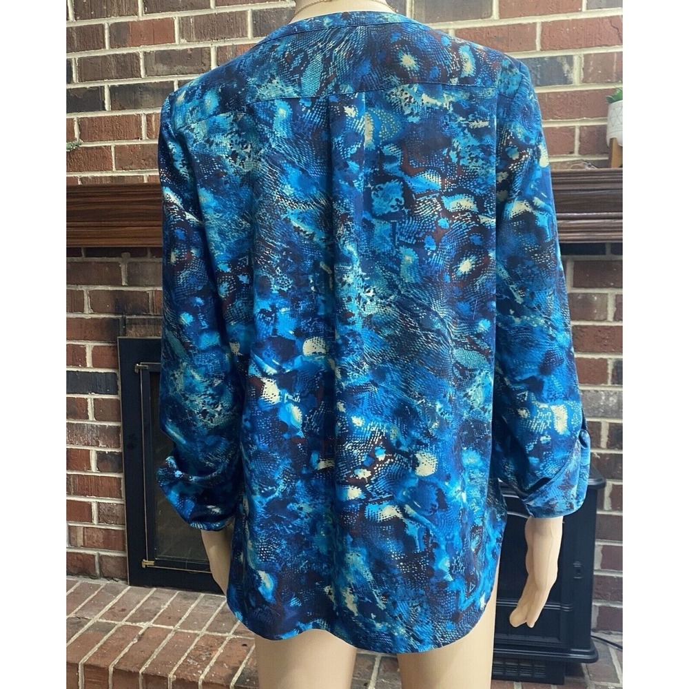 Anne Klein‎ Women's Size M Multicolor 3/4 Sleeve Shirt snake animal print Top - Picture 11 of 16